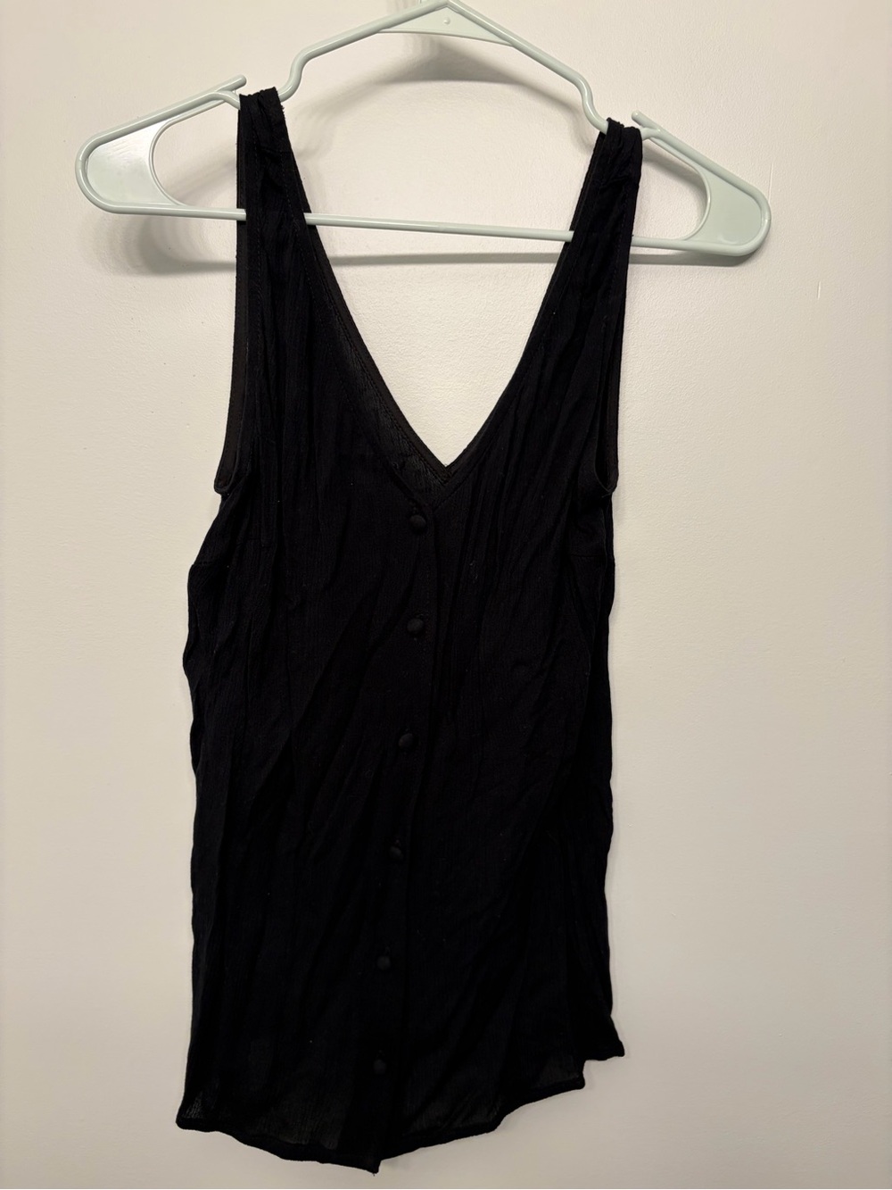 ASOS Black Sleeveless V-Neck Button-Front Tank